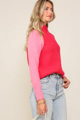 Two Tone Raglan Mock Sweater