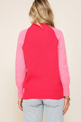 Two Tone Raglan Mock Sweater