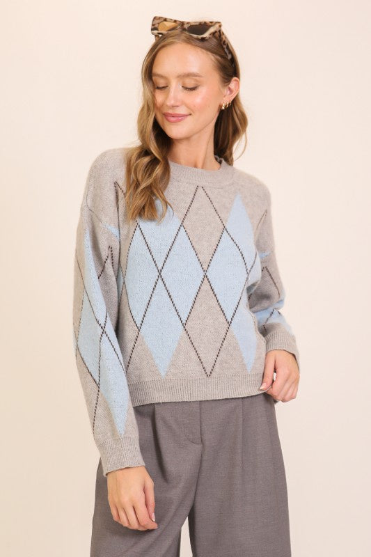 Blue & Grey Argyle Sweater