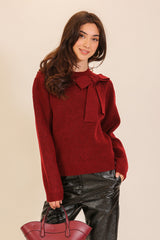 Oversized Bow Detail Crewneck Sweater