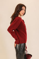 Oversized Bow Detail Crewneck Sweater