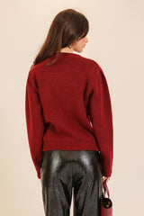 Oversized Bow Detail Crewneck Sweater