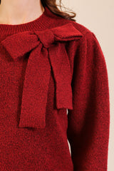 Oversized Bow Detail Crewneck Sweater