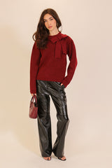 Oversized Bow Detail Crewneck Sweater