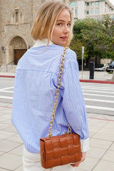 Contrast Collar & Cuff Striped Shirt (Charcoal, Blue)