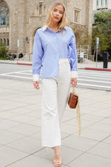 Contrast Collar & Cuff Striped Shirt (Charcoal, Blue)