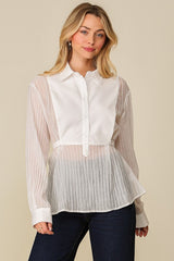Contrast Button-Down Blouse