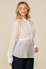 Contrast Button-Down Blouse