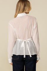 Contrast Button-Down Blouse