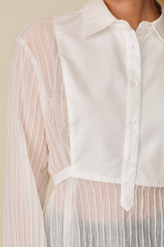Contrast Button-Down Blouse