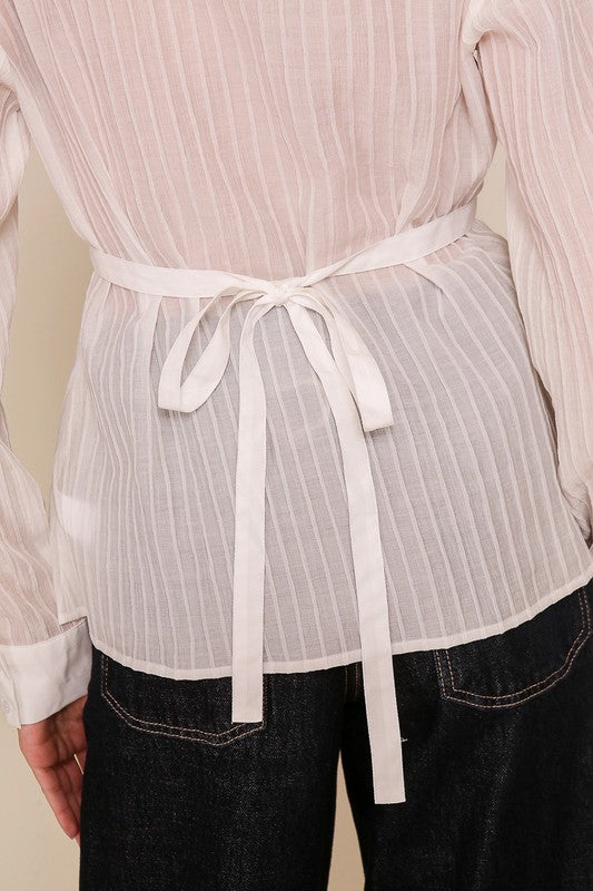 Contrast Button-Down Blouse