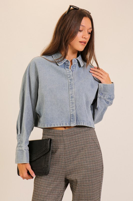 Cropped Denim Shirt
