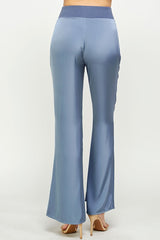 Waist Band Satin Pants (Gray Blue or Magenta)
