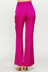 Waist Band Satin Pants (Gray Blue or Magenta)