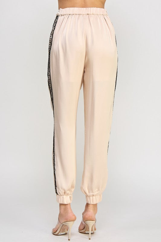 パンツ RONRON SIDE LACE TRACK SWEAT PANTS OATMEAL XERSION men's sweat regular fit open bottom pants oatmeal
