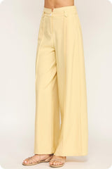 Contrast Top-Stitch Wide-Leg Trousers (2 Color Ways)