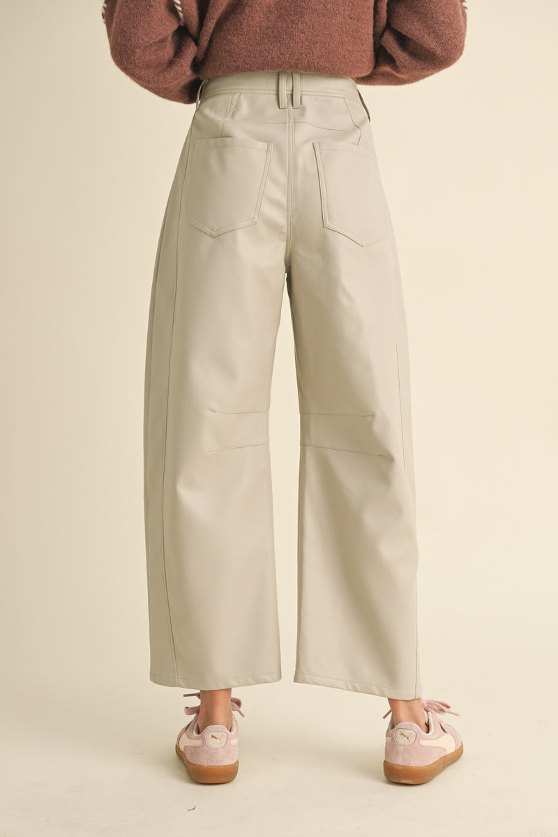 Pleather Barrel Pants