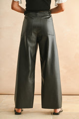 Wide Leg Faux Leather Pants