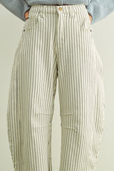 Pinstriped Barrel Pants