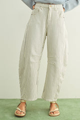 Pinstriped Barrel Pants