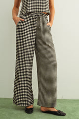 Mixed Gingham Straight Matching Pants