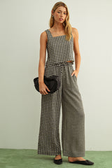 Mixed Gingham Straight Matching Pants