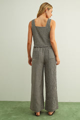 Mixed Gingham Straight Matching Pants