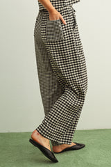 Mixed Gingham Straight Matching Pants