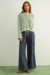 Straight Wide Leg Denim Pants