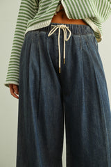 Straight Wide Leg Denim Pants