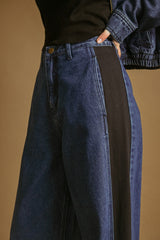 Color Contrasted Denim Pants