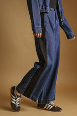 Color Contrasted Denim Pants