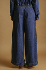 Color Contrasted Denim Pants