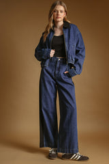 Color Contrasted Denim Pants