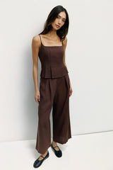 Jocelyn Linen Blend Wide-Leg Pants