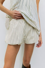 Harper Striped Cotton Bubble Hem Shorts