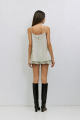 Harper Striped Cotton Bubble Hem Shorts