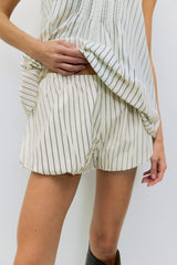 Harper Striped Cotton Bubble Hem Shorts