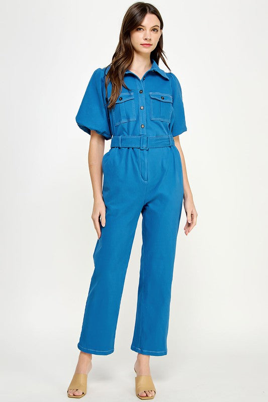 Top Stitch Twill Jumpsuit