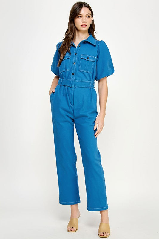 Top Stitch Twill Jumpsuit
