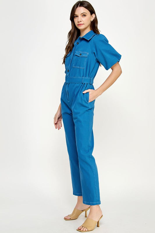Top Stitch Twill Jumpsuit