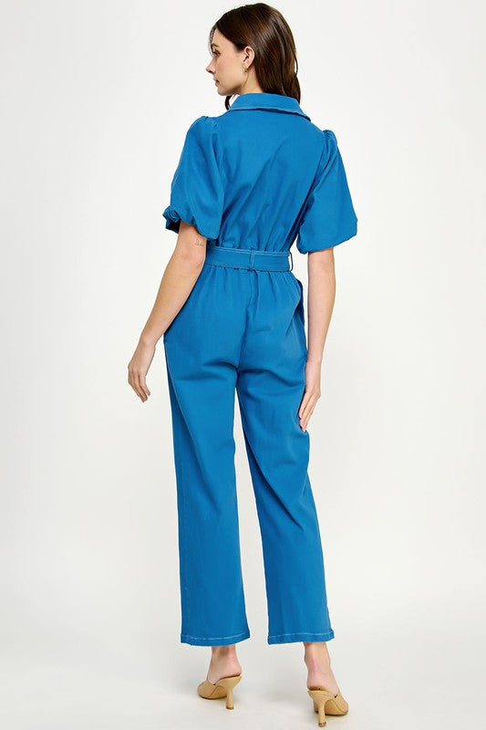 Top Stitch Twill Jumpsuit