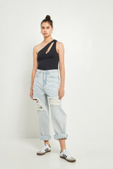 Cutout Asymmetric Bodysuit