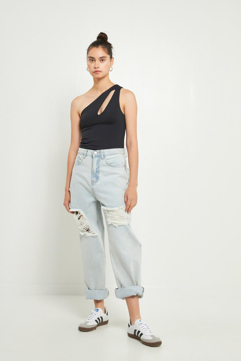 Cutout Asymmetric Bodysuit