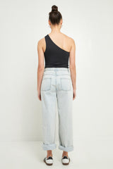 Cutout Asymmetric Bodysuit
