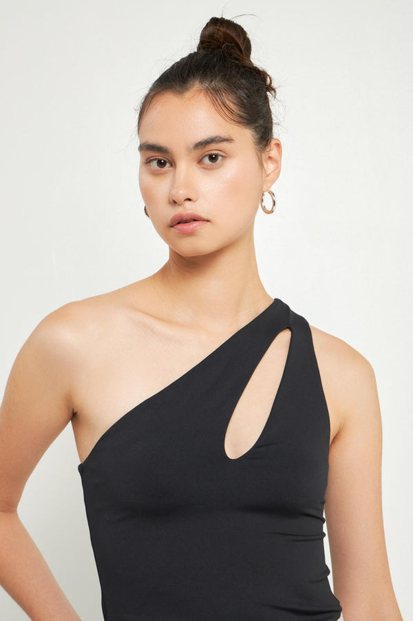 Cutout Asymmetric Bodysuit