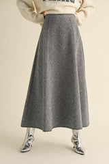 Grey A-Line Flared Skirt