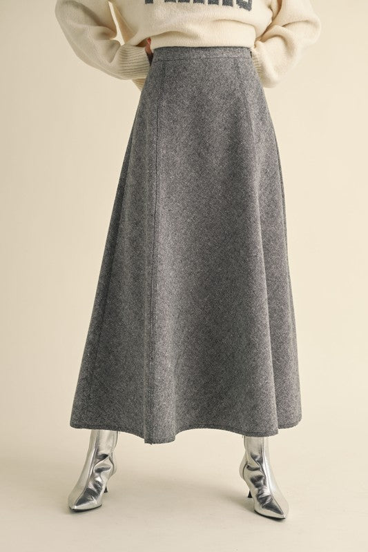 Grey A-Line Flared Skirt