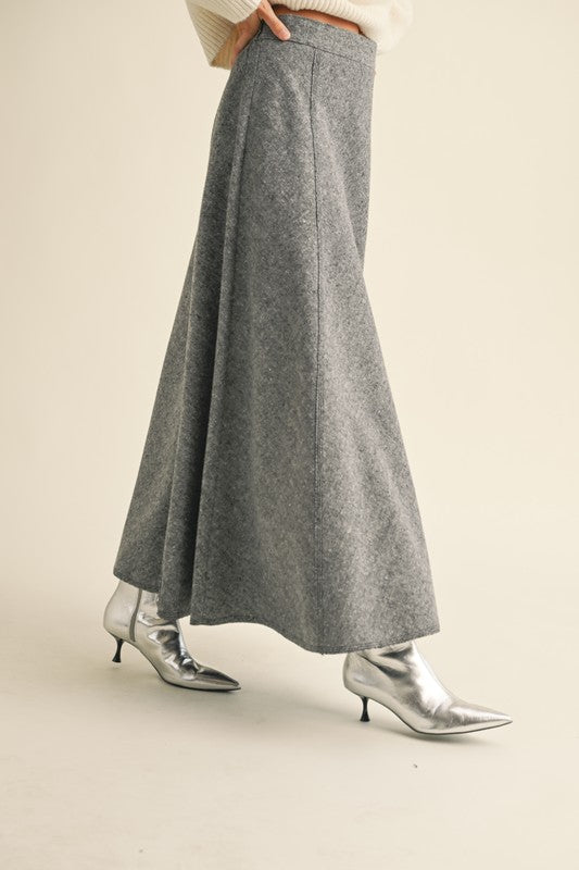 Grey A-Line Flared Skirt