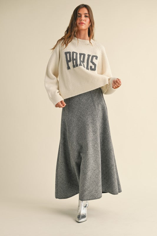Grey A-Line Flared Skirt